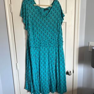 Anchor Print Dress Midi Length